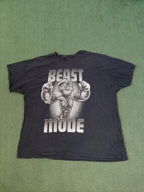 Popeye "Beast Mode" Retro Cartoon Black T Shirt Sz XXXXL